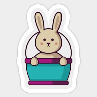 sweet easter bunny in the easter basket Sticker